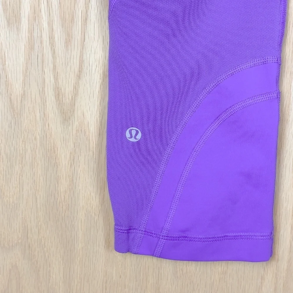 Lululemon Run Inspire Crop II Size 10 Leggings Twiggy Power Purple Aquamarine